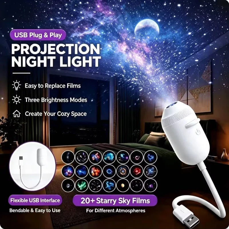 CosmosGlow 360 USB Starry Sky Projector & Night Light