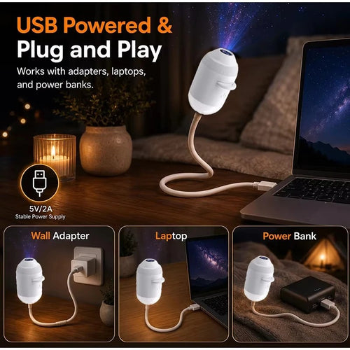Starry Night Light Projector - Bedroom Ambiance Galaxy Star Projection Lamp for Romantic Ceiling Decor